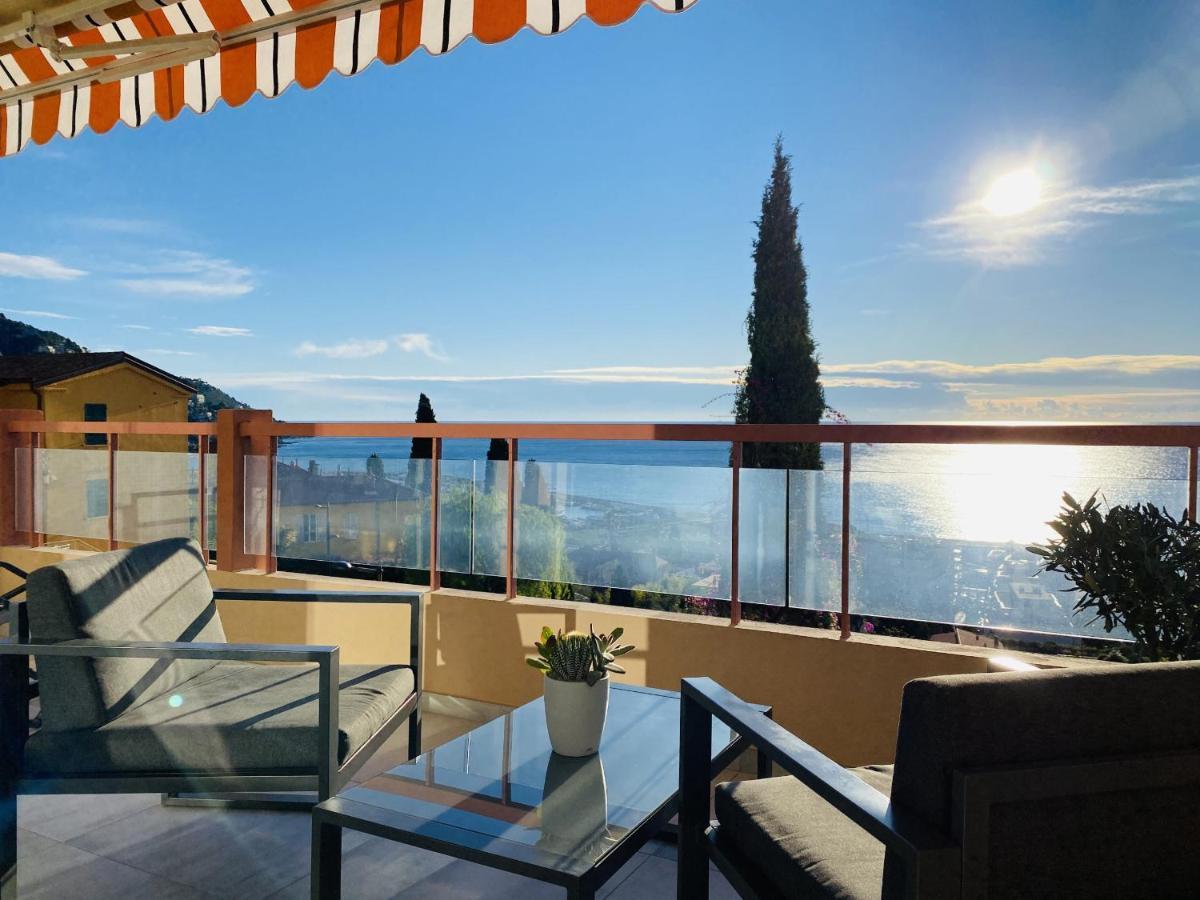 Le Vigia-Vue Mer-Terrasse-Climatisation-Parking Menton Exteriér fotografie